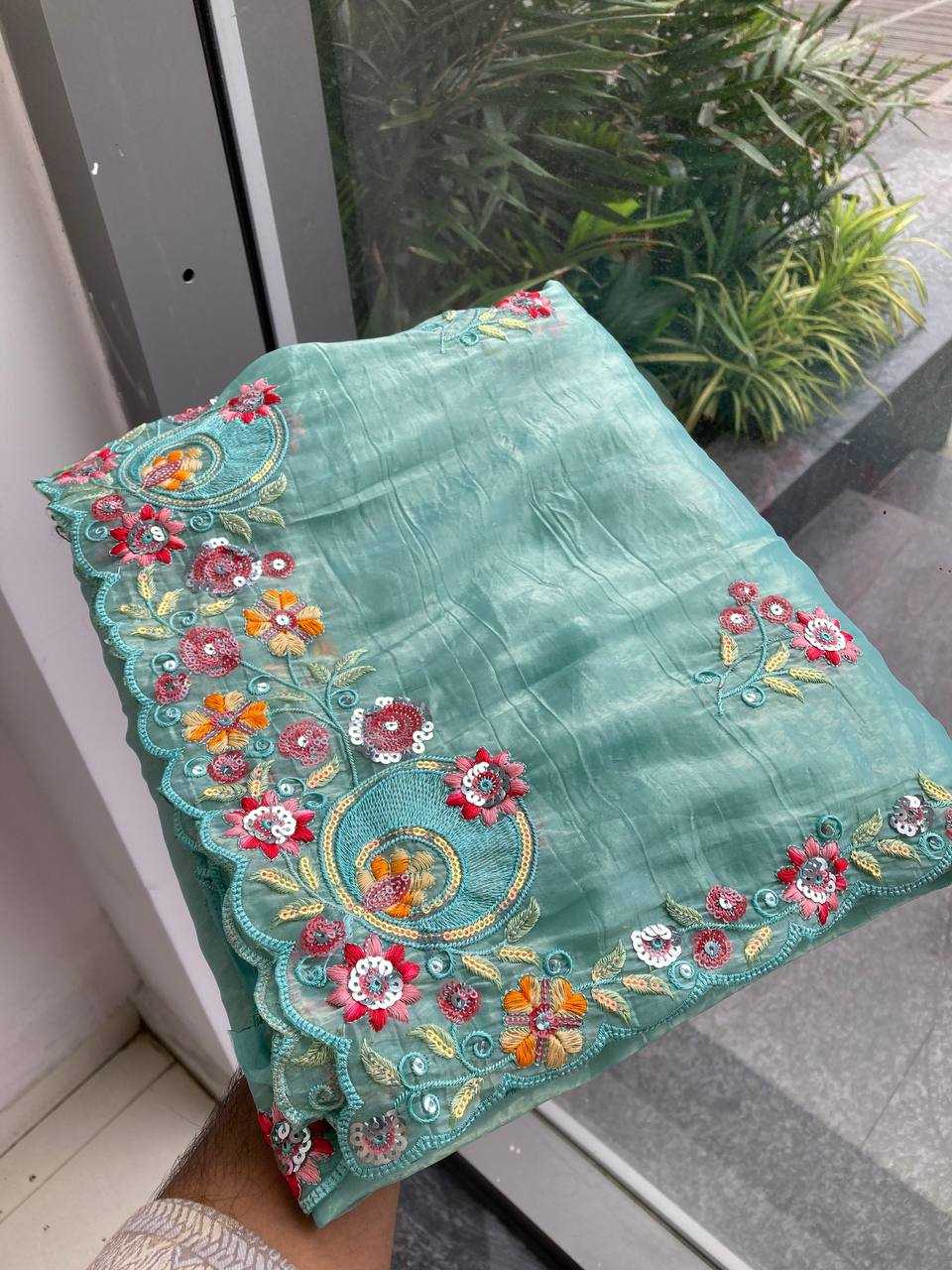 Ynf Crush Silk RIN188 Goldy Sarees Wholesale Party Wear Sarees Sequence Sarees Cutwork Saree Manufacturer