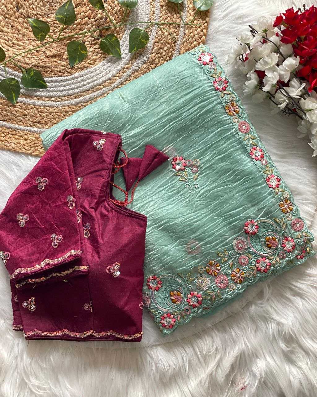 Ynf Crush Silk RIN188 Goldy Sarees Wholesale Party Wear Sarees Sequence Sarees Cutwork Saree Manufacturer