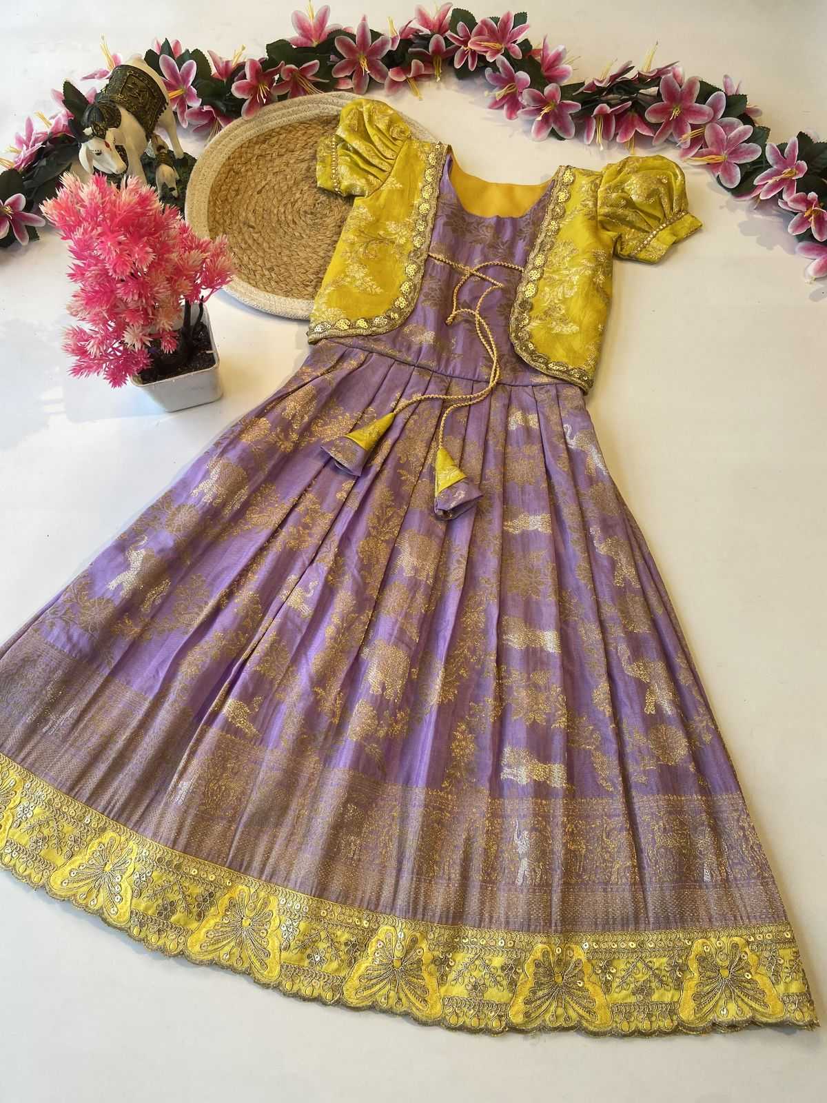 Ynf Dola Silk KESH493 COAT Kids Wear Wholesale Kids Gown Kids Ethnic Gowns Manufacturer