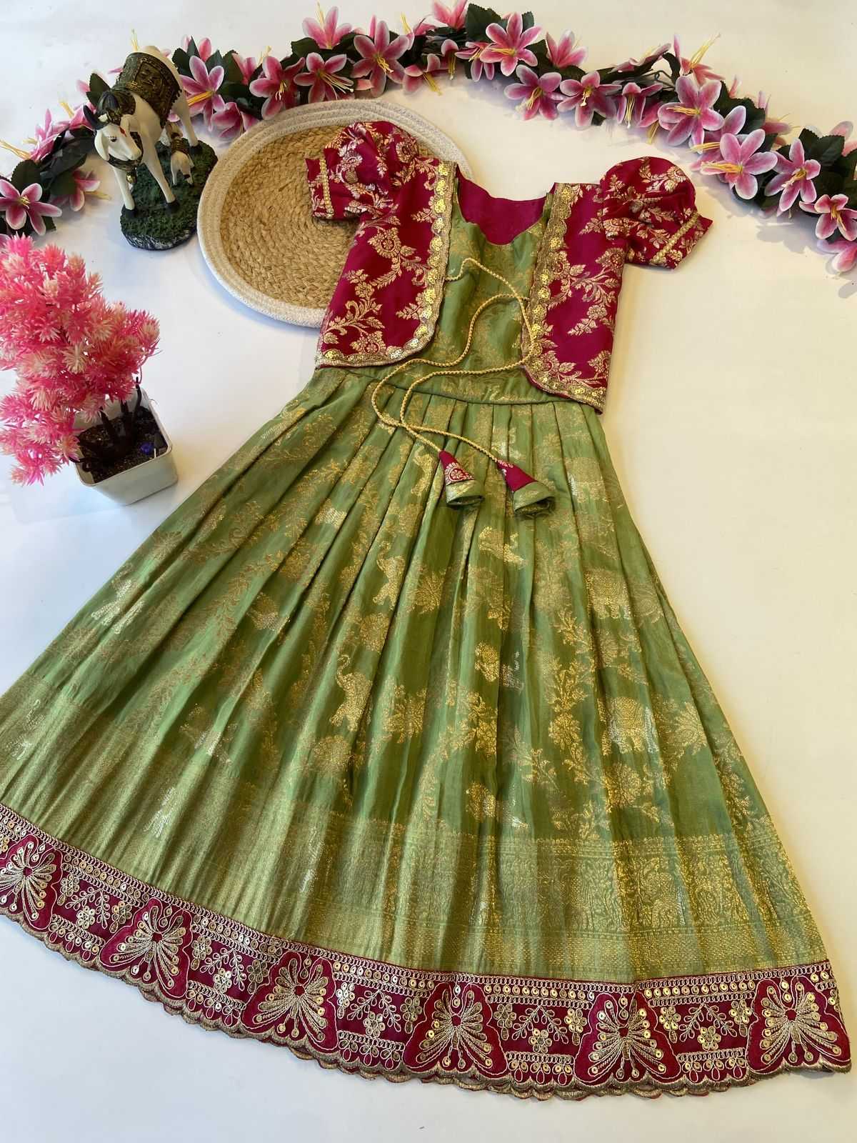 Ynf Dola Silk KESH493 COAT Kids Wear Wholesale Kids Gown Kids Ethnic Gowns Manufacturer
