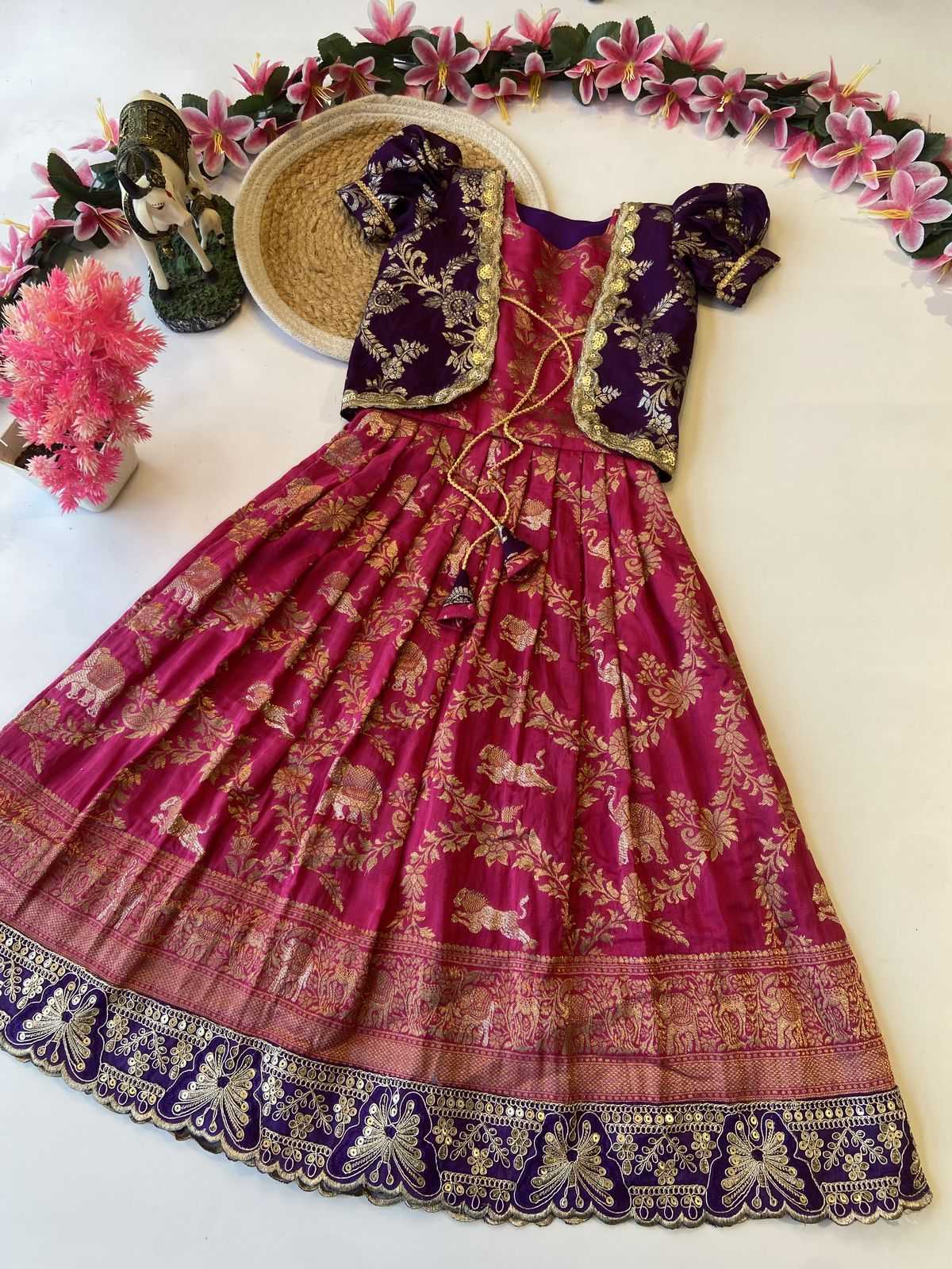 Ynf Dola Silk KESH493 COAT Kids Wear Wholesale Kids Gown Kids Ethnic Gowns Manufacturer