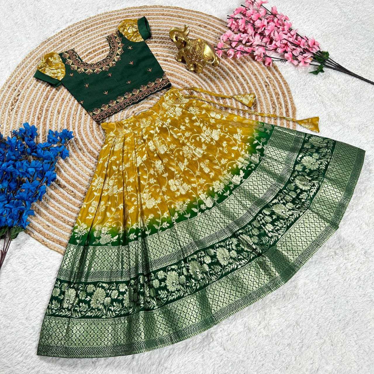 Ynf Dola Silk KESH505 Vibrant Kids Wear Wholesale Kids Lehenga Embroidered Frock Kids Lehenga Choli Manufacturer