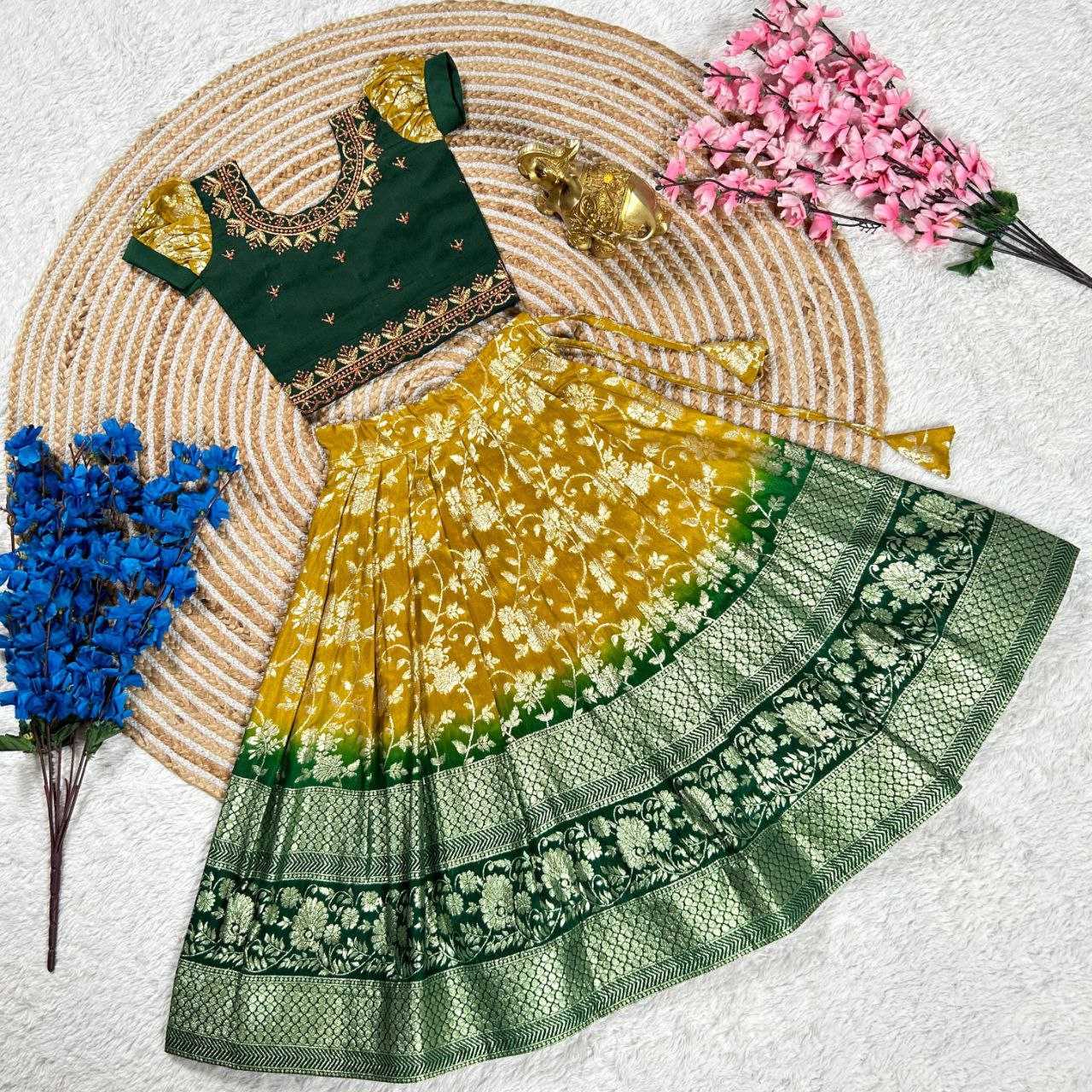 Ynf Dola Silk KESH505 Vibrant Kids Wear Wholesale Kids Lehenga Embroidered Frock Kids Lehenga Choli Manufacturer