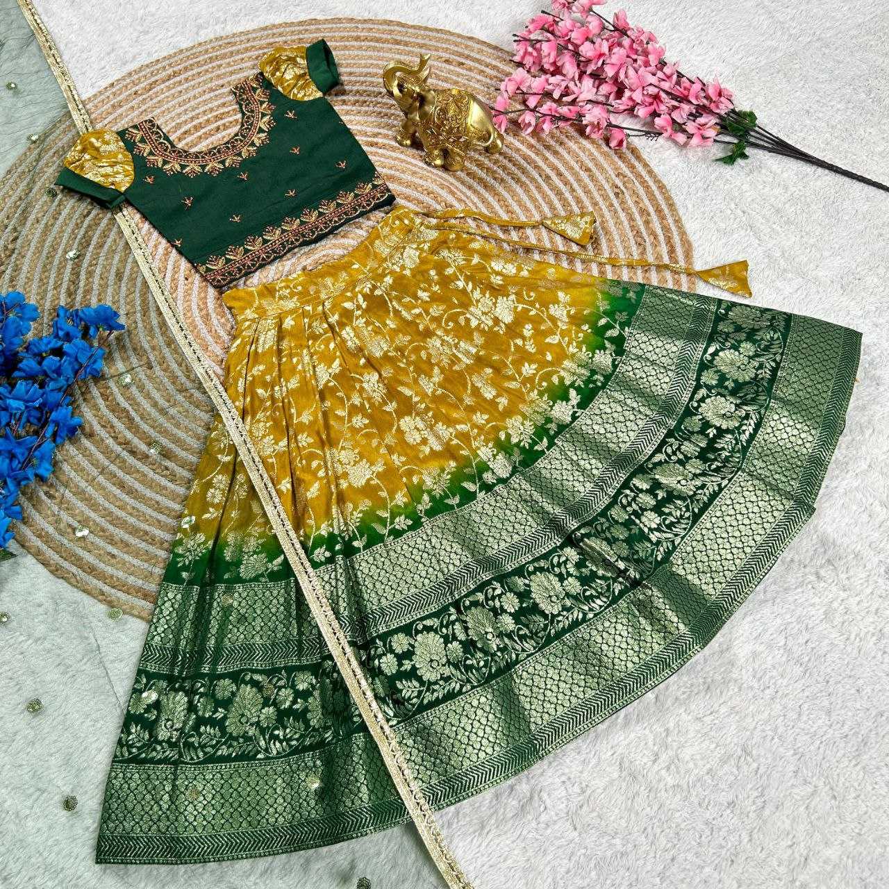 Ynf Dola Silk KESH505 Vibrant Kids Wear Wholesale Kids Lehenga Embroidered Frock Kids Lehenga Choli Manufacturer