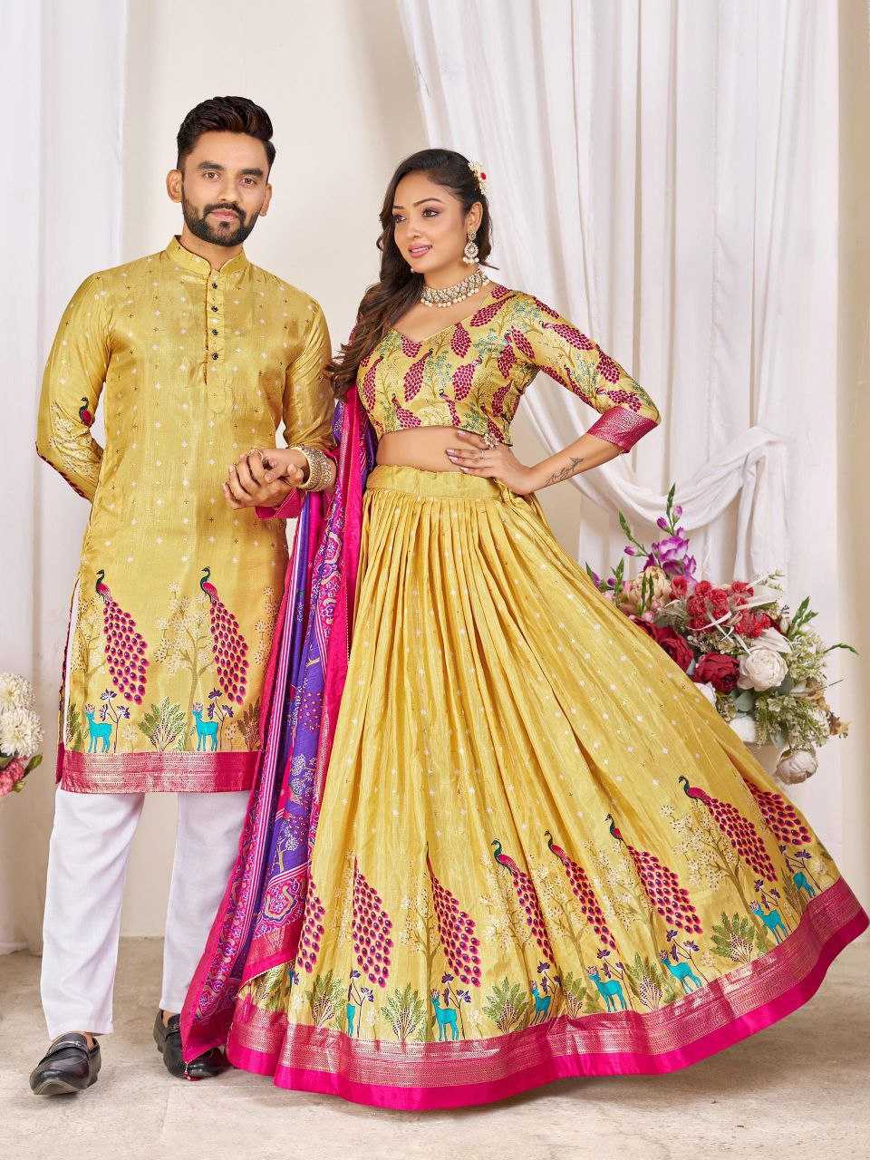 Ynf Dola Silk KESH511 LOVE BIRDS Couple Wear Wholesale Festive Matching Couple Dresses Party Wear Couple Ethnic Collection Designer Ethnic Outfits for Couples Manufacturer