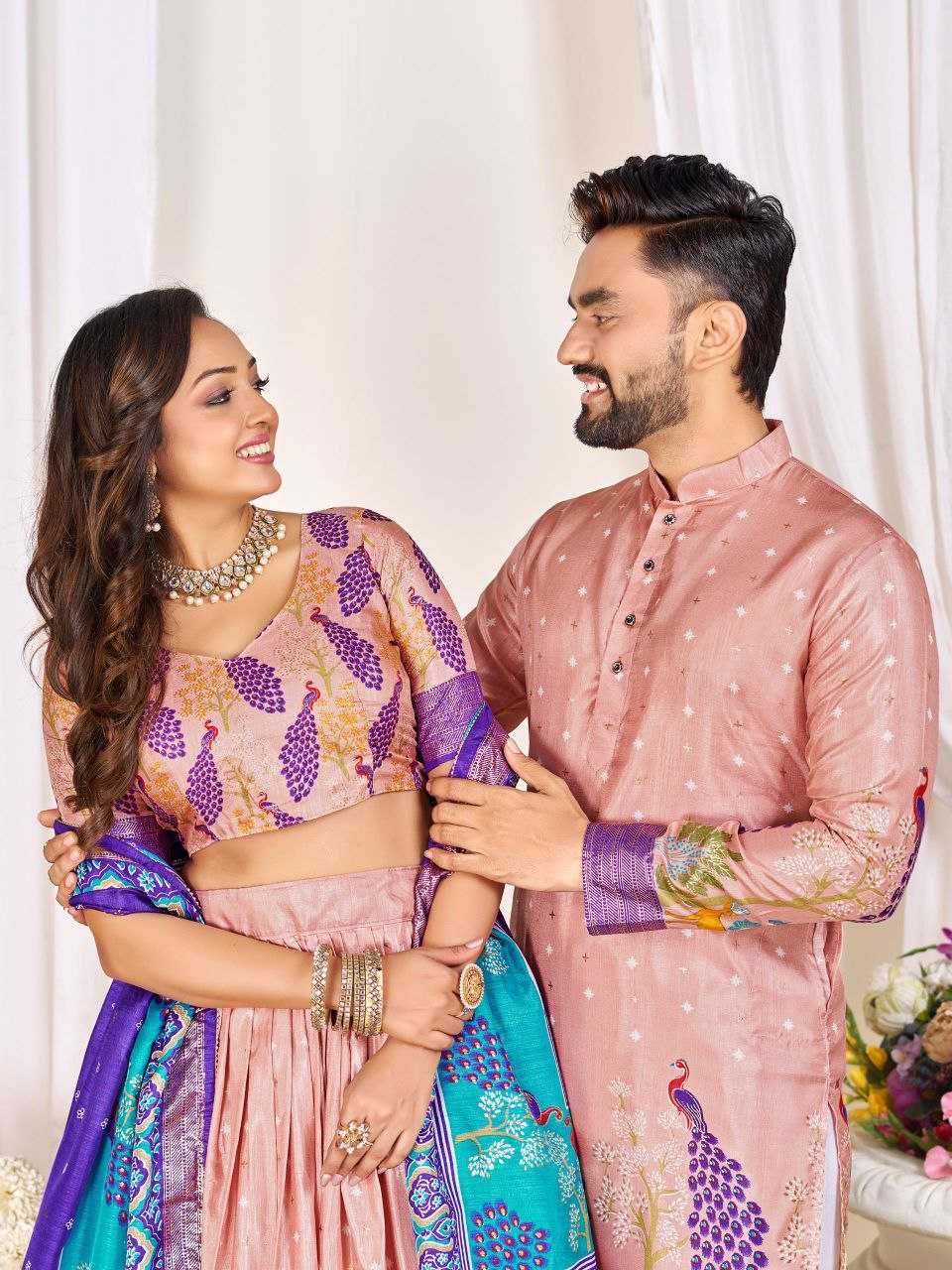 Ynf Dola Silk KESH511 LOVE BIRDS Couple Wear Wholesale Festive Matching Couple Dresses Party Wear Couple Ethnic Collection Designer Ethnic Outfits for Couples Manufacturer
