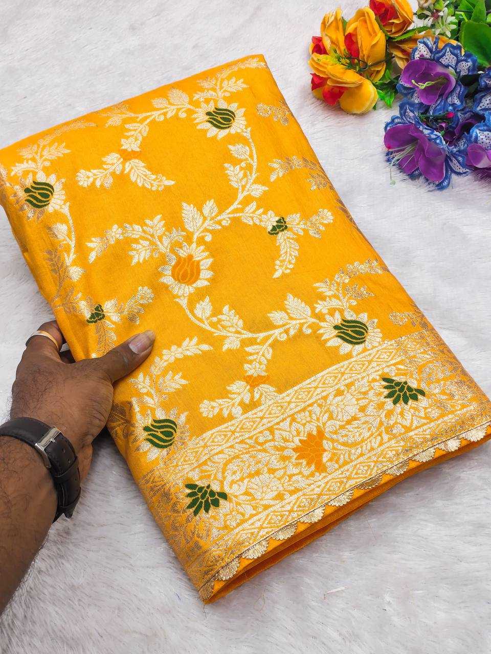 Ynf Dola Silk RIN150 Flower valley Silk Sarees Wedding Collections Festive Collections Wholesale Dola Silk Sarees Traditional Silk Sarees Silk Sarees With Blouse Manufacturer