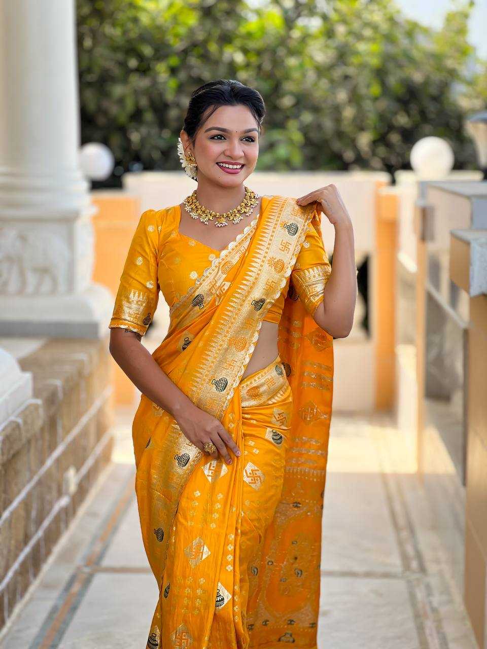 Ynf Dola Silk RIN150 Swastik Silk Sarees Wedding Collections Festive Collections Wholesale Dola Silk Sarees Traditional Silk Sarees Silk Sarees With Blouse Manufacturer