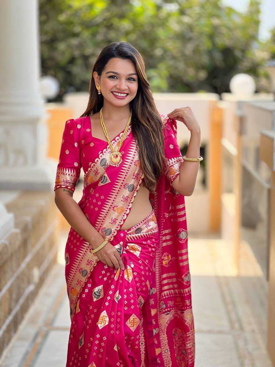 Ynf Dola Silk RIN150 Swastik Silk Sarees Wedding Collections Festive Collections Wholesale Dola Silk Sarees Traditional Silk Sarees Silk Sarees With Blouse Manufacturer