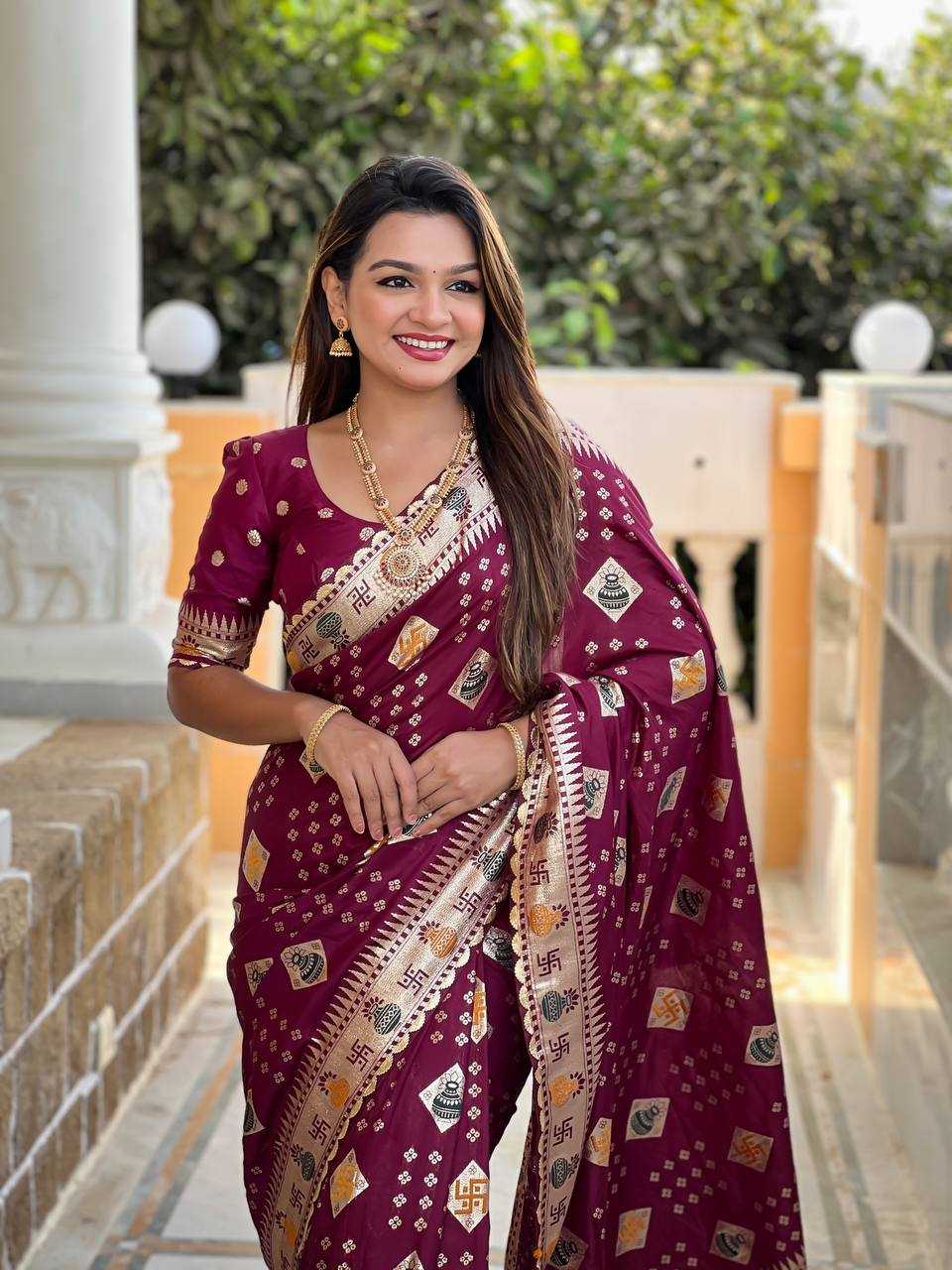 Ynf Dola Silk RIN150 Swastik Silk Sarees Wedding Collections Festive Collections Wholesale Dola Silk Sarees Traditional Silk Sarees Silk Sarees With Blouse Manufacturer
