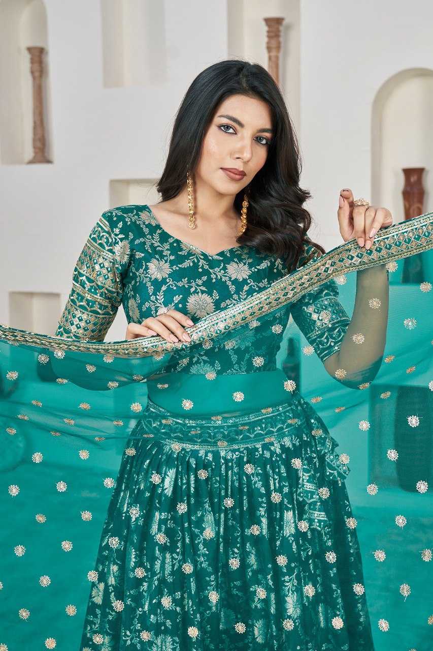 Ynf Dola Silk RIN227 1020 Lehengas Wholesale Fancy Lehenga Embroidered Lehenga Zari Work Lehenga Sequins Lehenga Lehenga With Cancan Manufacturer