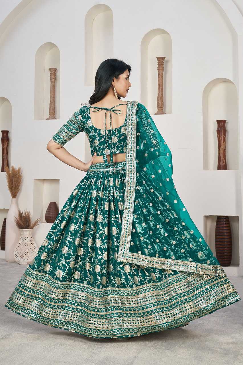 Ynf Dola Silk RIN227 1020 Lehengas Wholesale Fancy Lehenga Embroidered Lehenga Zari Work Lehenga Sequins Lehenga Lehenga With Cancan Manufacturer