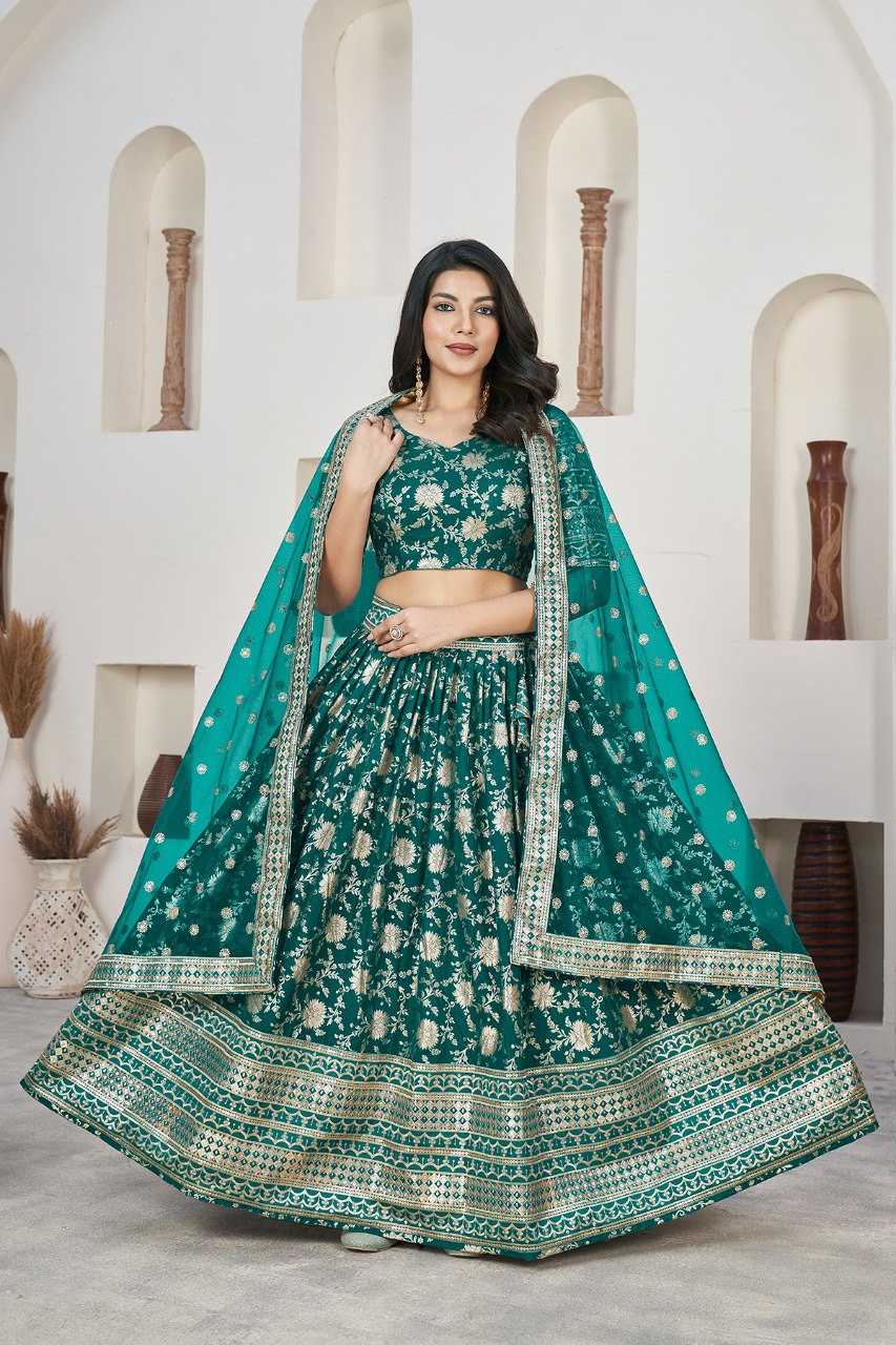Ynf Dola Silk RIN227 1020 Lehengas Wholesale Fancy Lehenga Embroidered Lehenga Zari Work Lehenga Sequins Lehenga Lehenga With Cancan Manufacturer