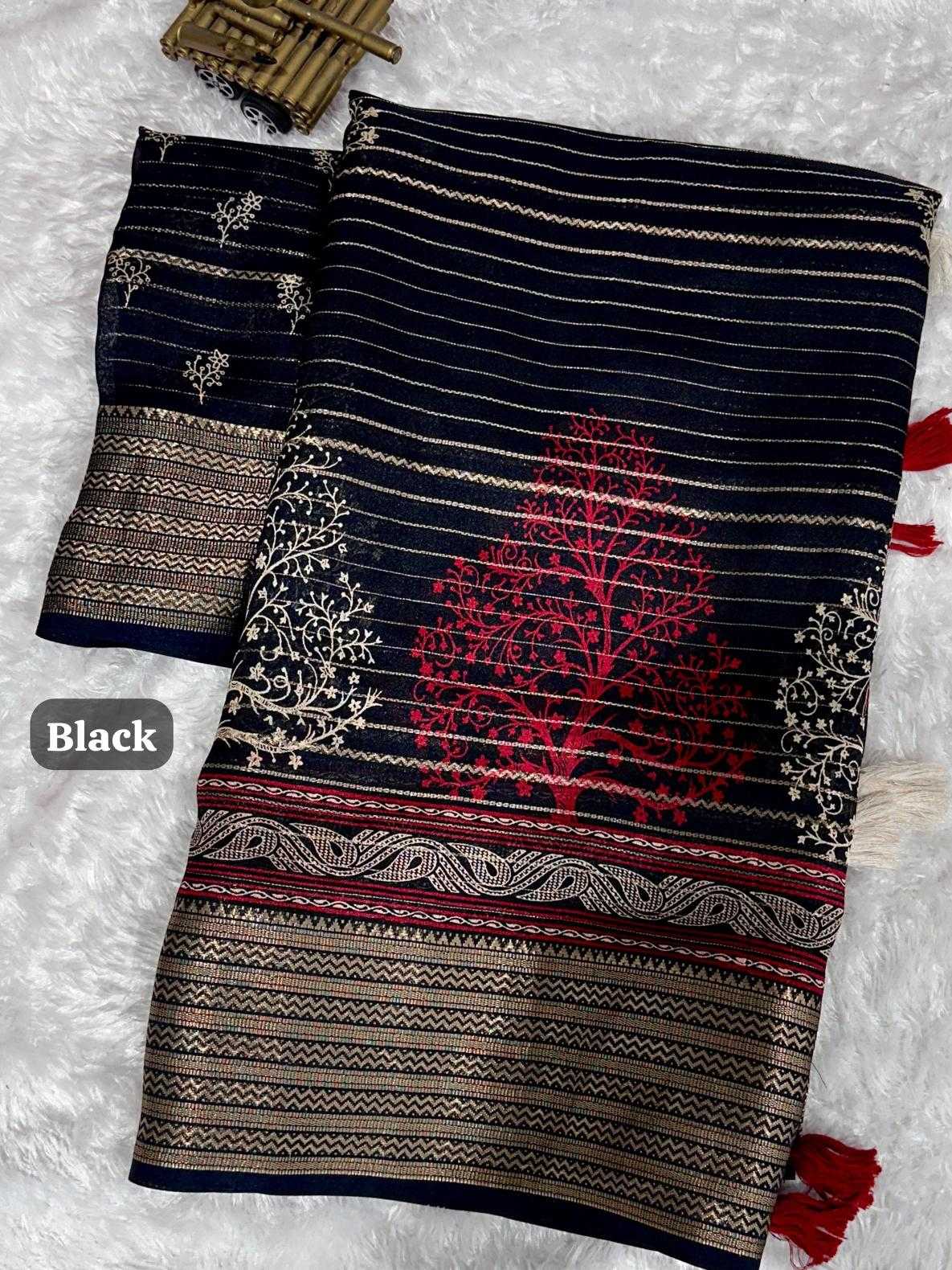 Ynf Dull Moss KESH500 Karishma Sarees Wholesale Printed Sarees Jacquard Saree Zari Border Sarees Manufacturer