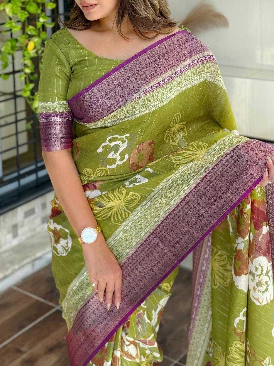 Ynf Dull Moss KESH500 Lovebird Sarees Wholesale Designer Sarees Jacquard Saree Zari Border Sarees Manufacturer