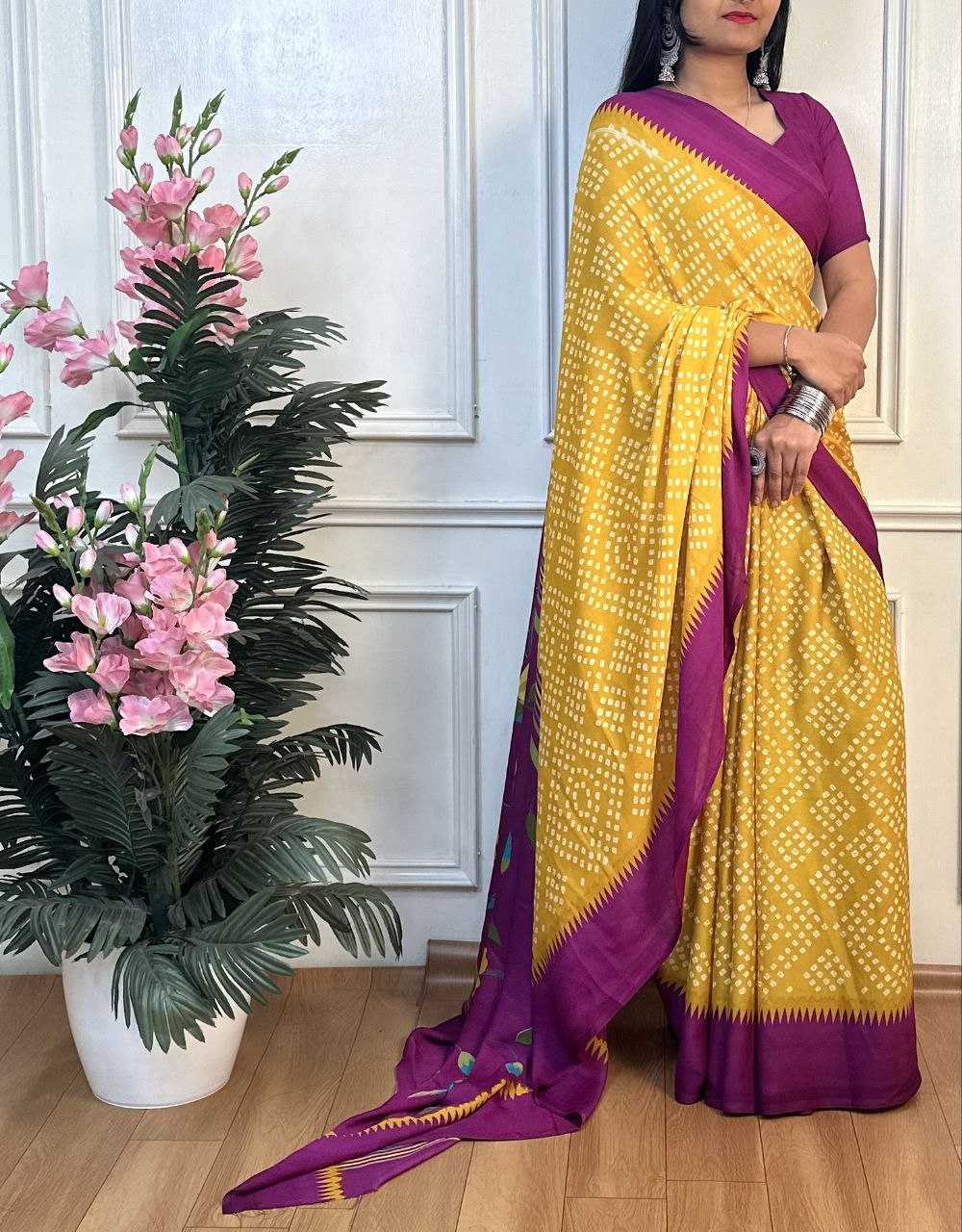 Ynf Dull Moss RIN218 PANCHI BANDHANI Sarees Wholesale Fancy Sarees Printed Sarees Bandhani Bandhej Sarees Manufacturer