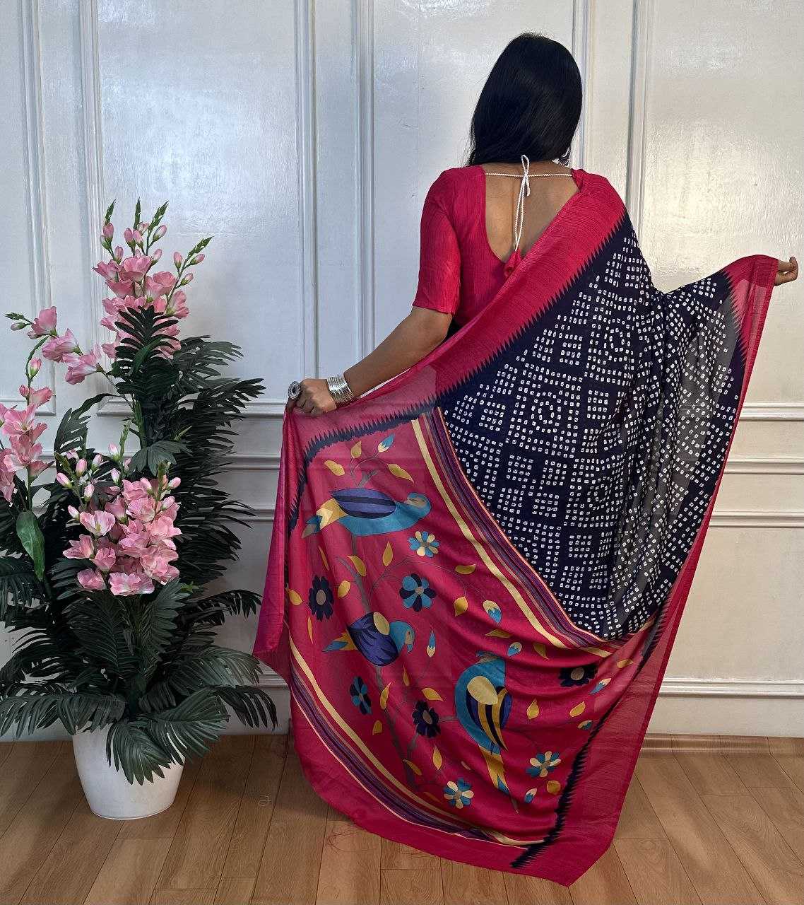 Ynf Dull Moss RIN218 PANCHI BANDHANI Sarees Wholesale Fancy Sarees Printed Sarees Bandhani Bandhej Sarees Manufacturer