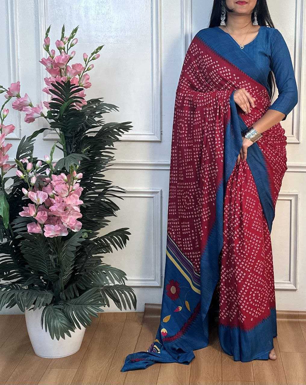 Ynf Dull Moss RIN218 PANCHI BANDHANI Sarees Wholesale Fancy Sarees Printed Sarees Bandhani Bandhej Sarees Manufacturer