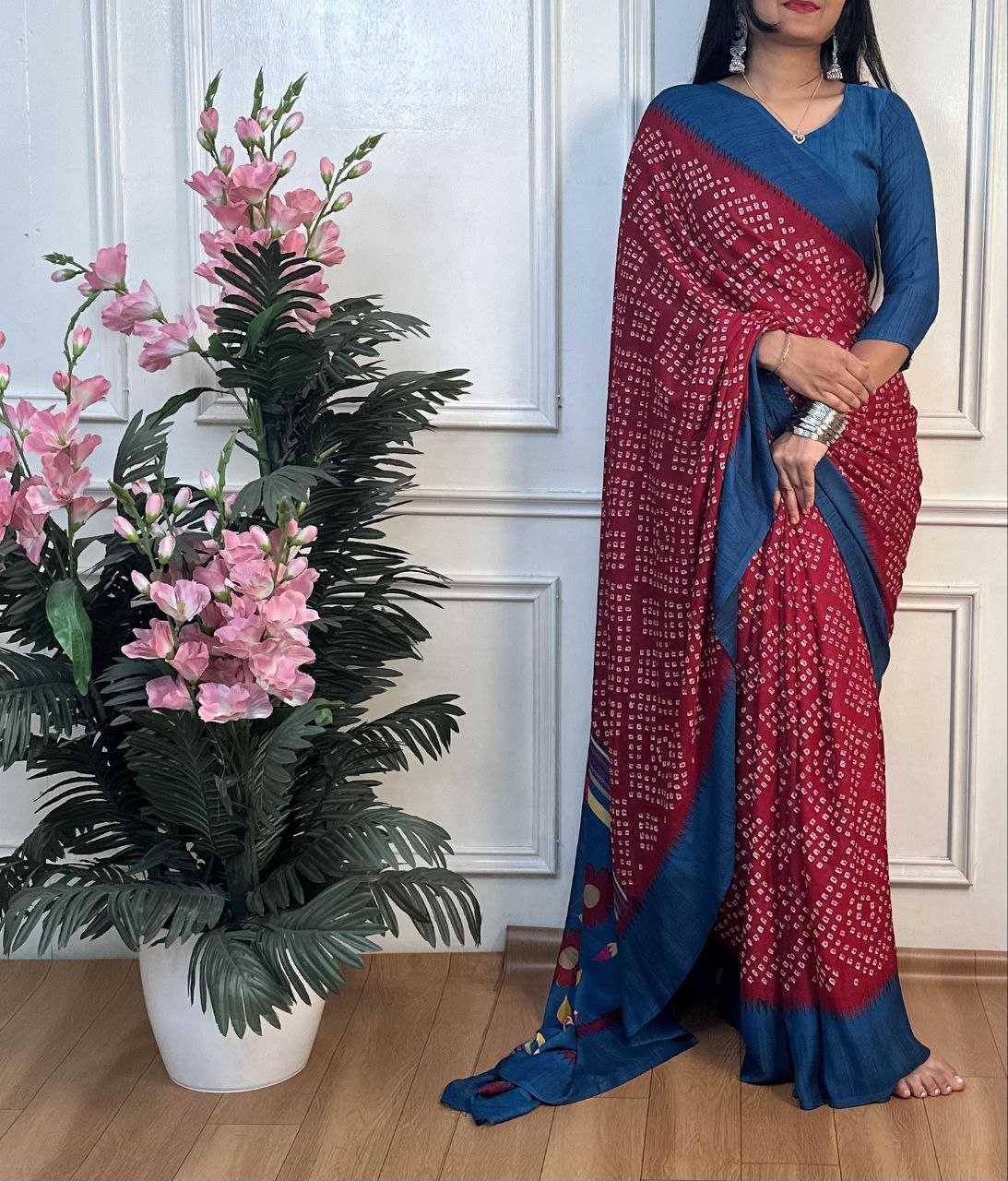 Ynf Dull Moss RIN218 PANCHI BANDHANI Sarees Wholesale Fancy Sarees Printed Sarees Bandhani Bandhej Sarees Manufacturer