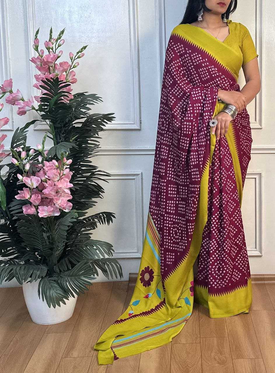 Ynf Dull Moss RIN218 PANCHI BANDHANI Sarees Wholesale Fancy Sarees Printed Sarees Bandhani Bandhej Sarees Manufacturer