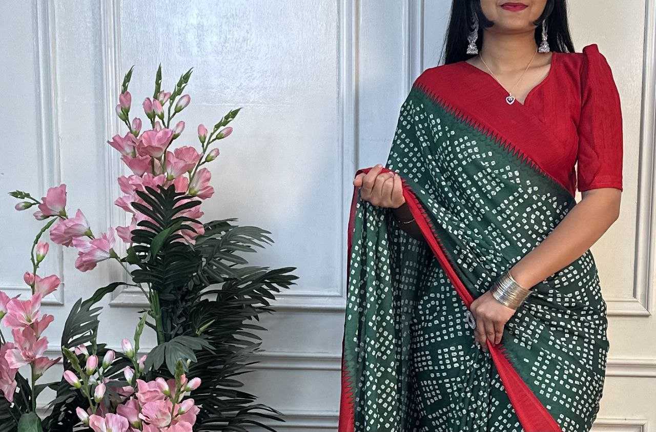 Ynf Dull Moss RIN218 PANCHI BANDHANI Sarees Wholesale Fancy Sarees Printed Sarees Bandhani Bandhej Sarees Manufacturer