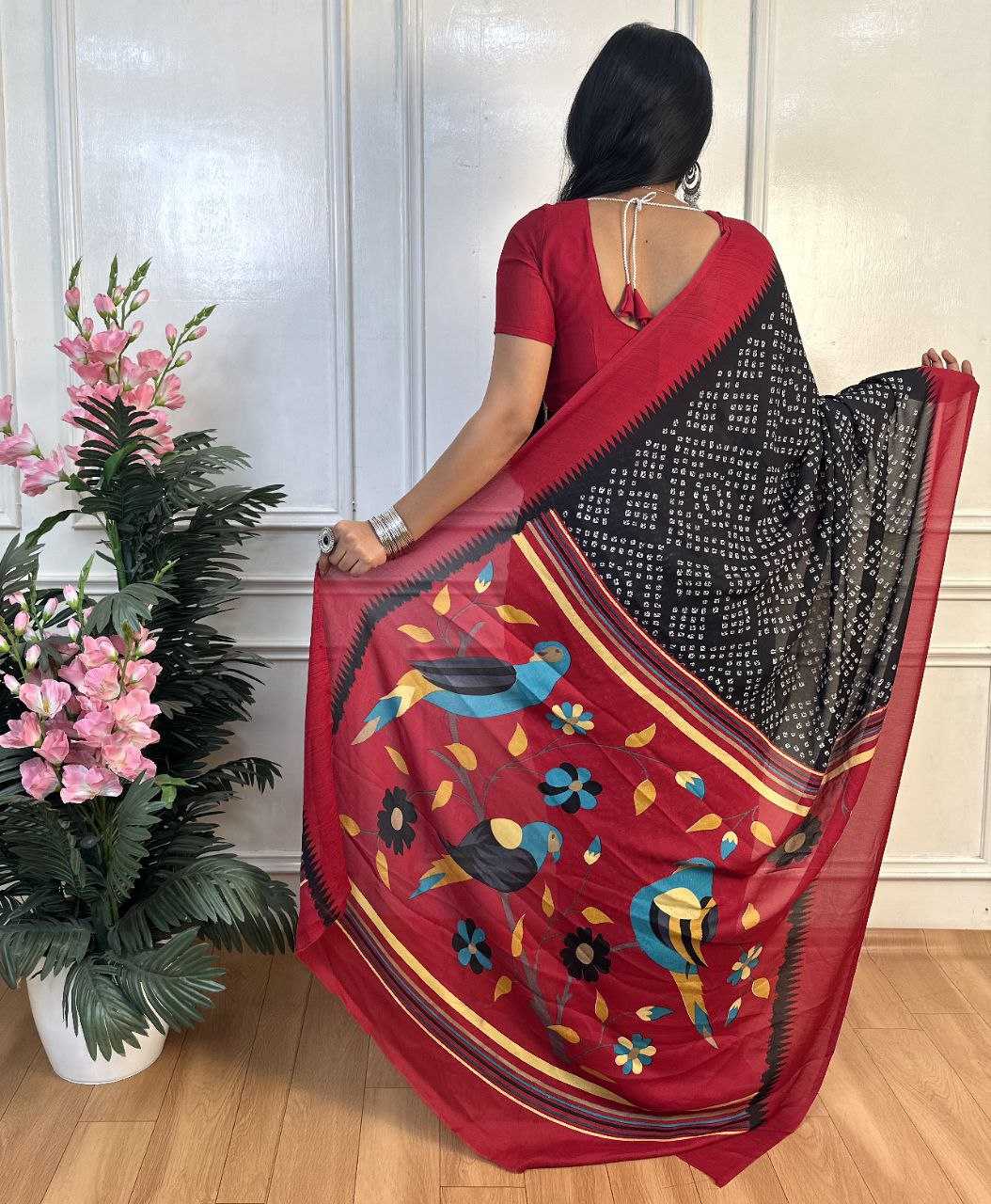 Ynf Dull Moss RIN218 PANCHI BANDHANI Sarees Wholesale Fancy Sarees Printed Sarees Bandhani Bandhej Sarees Manufacturer