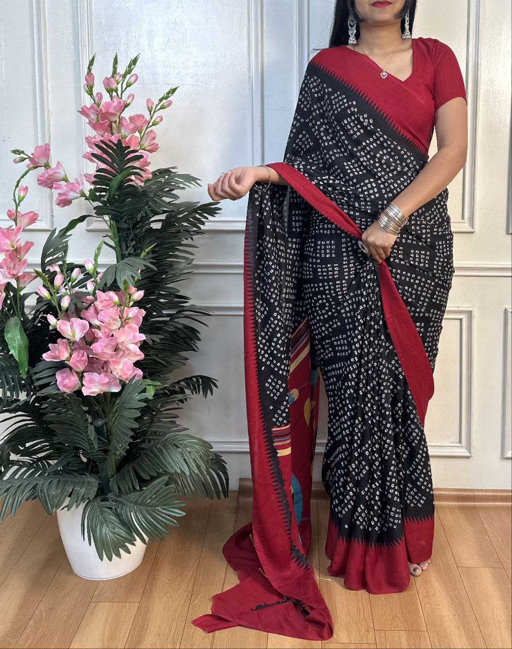 Ynf Dull Moss RIN218 PANCHI BANDHANI Sarees Wholesale Fancy Sarees Printed Sarees Bandhani Bandhej Sarees Manufacturer