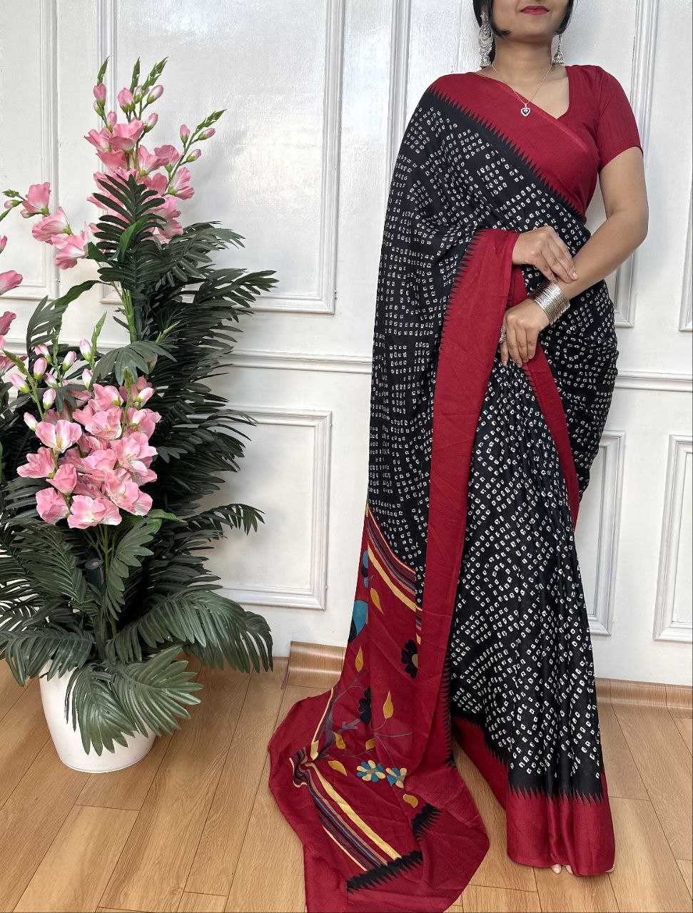 Ynf Dull Moss RIN218 PANCHI BANDHANI Sarees Wholesale Fancy Sarees Printed Sarees Bandhani Bandhej Sarees Manufacturer