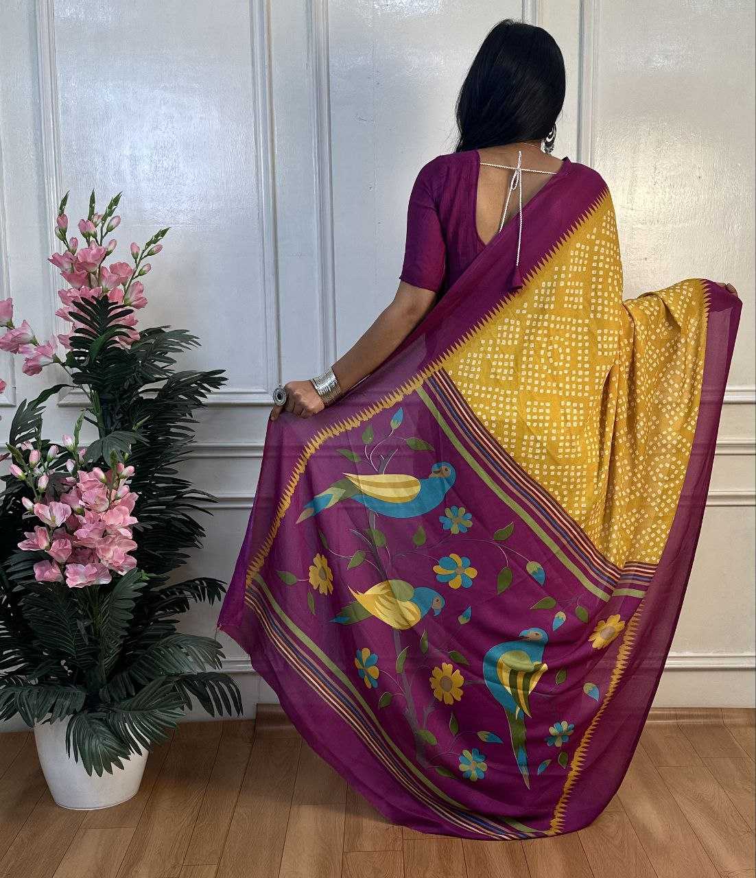 Ynf Dull Moss RIN218 PANCHI BANDHANI Sarees Wholesale Fancy Sarees Printed Sarees Bandhani Bandhej Sarees Manufacturer