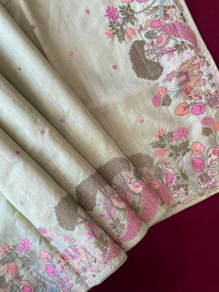 Ynf Fancy KESH249 SPRING VALLEY Sarees Festive Collections Wholesale Embroidered Sarees Tussar Sarees Onam Collections Manufacturer
