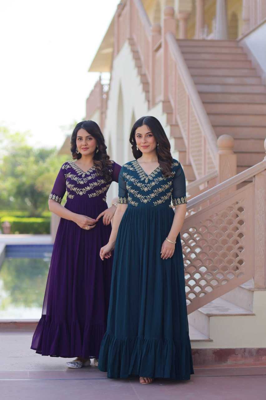 Ynf Faux Blooming KESH489 1172 Gowns Wholesale Fancy Gowns Embroidery Gowns Party Gowns Manufacturer