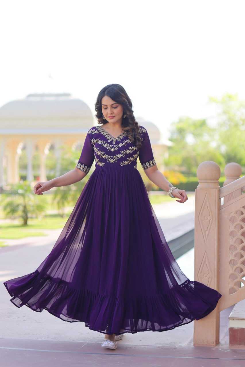 Ynf Faux Blooming KESH489 1172 Gowns Wholesale Fancy Gowns Embroidery Gowns Party Gowns Manufacturer