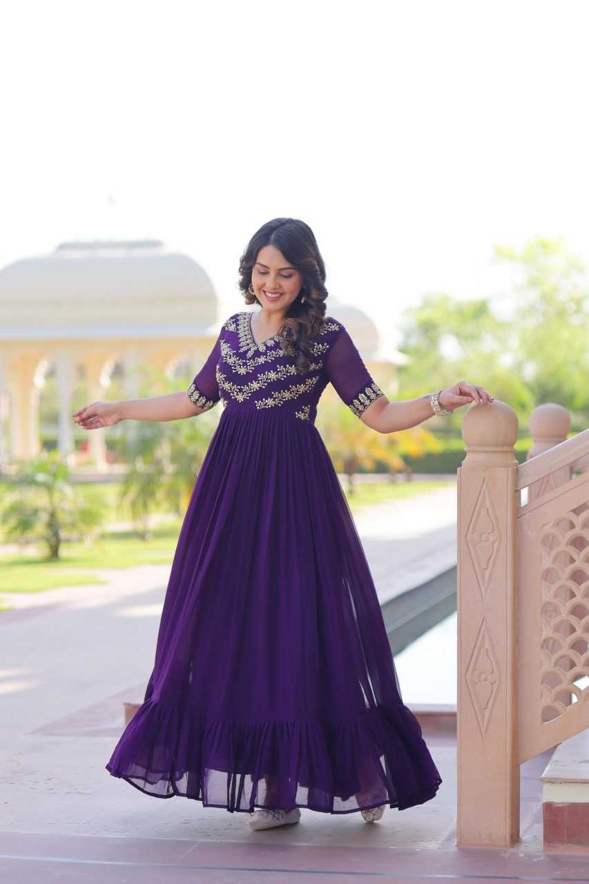 Ynf Faux Blooming KESH489 1172 Gowns Wholesale Fancy Gowns Embroidery Gowns Party Gowns Manufacturer