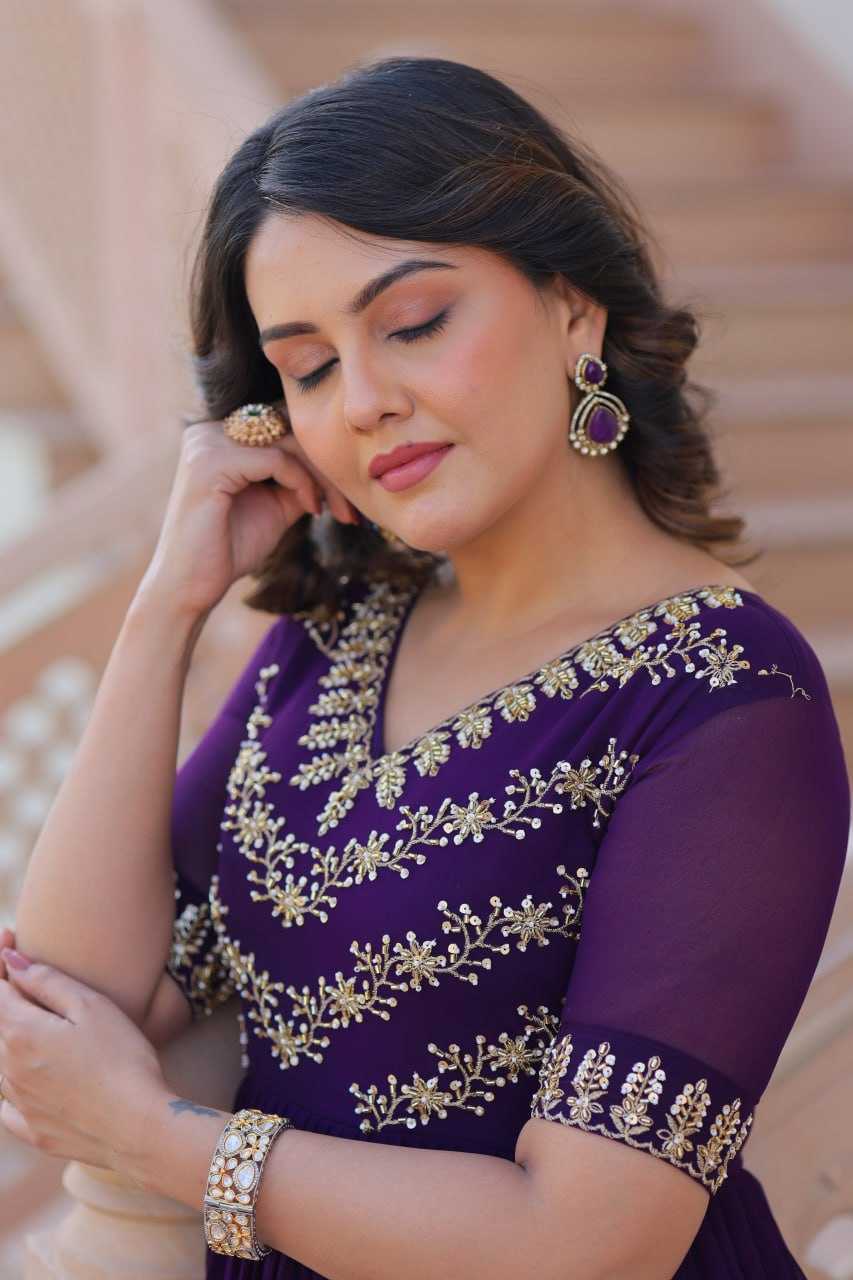 Ynf Faux Blooming KESH489 1172 Gowns Wholesale Fancy Gowns Embroidery Gowns Party Gowns Manufacturer