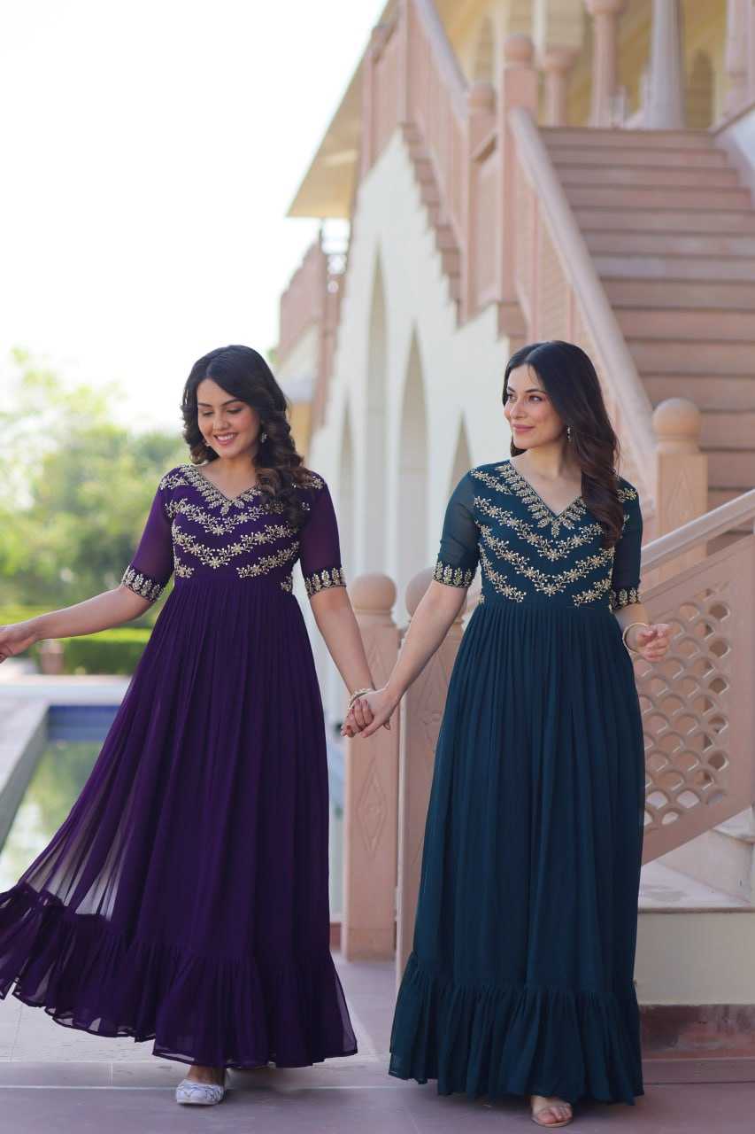 Ynf Faux Blooming KESH489 1172 Gowns Wholesale Fancy Gowns Embroidery Gowns Party Gowns Manufacturer