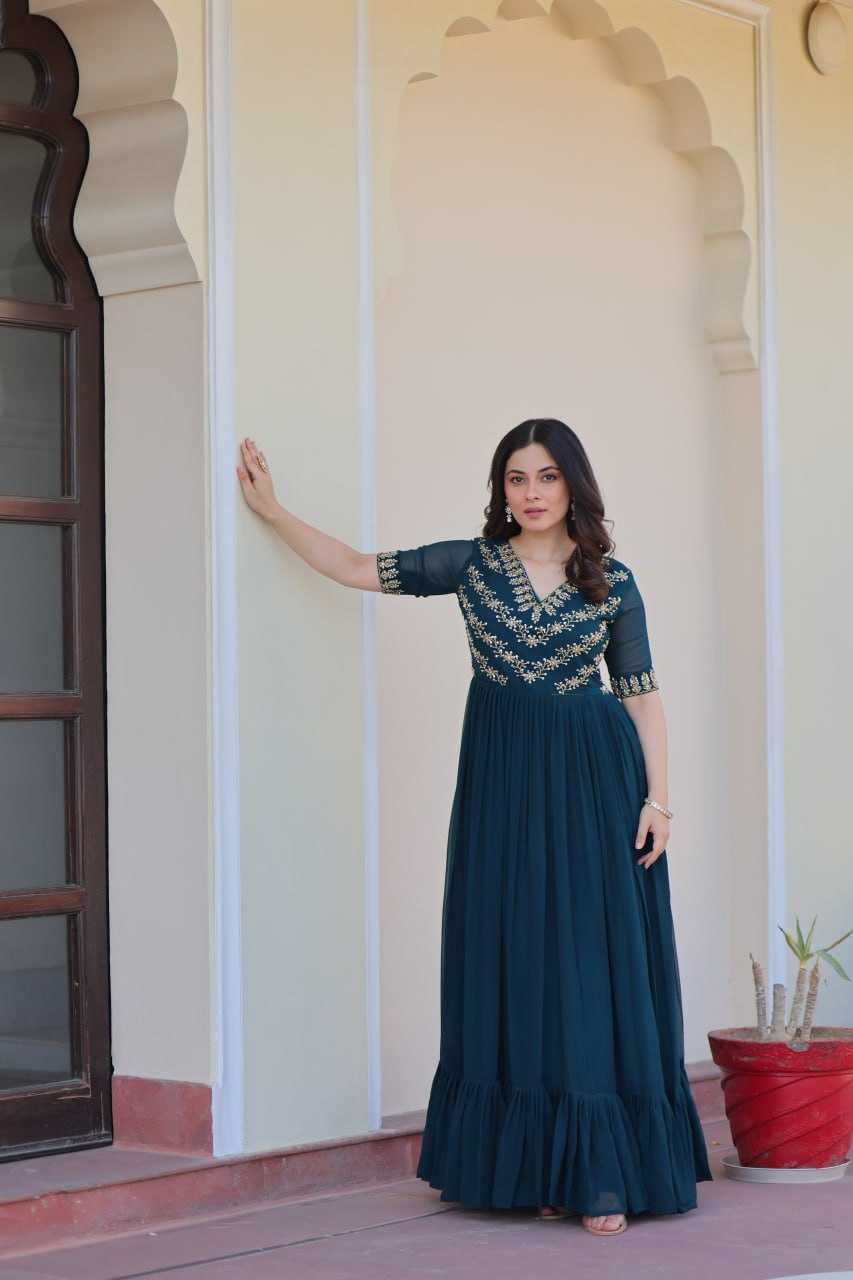 Ynf Faux Blooming KESH489 1172 Gowns Wholesale Fancy Gowns Embroidery Gowns Party Gowns Manufacturer