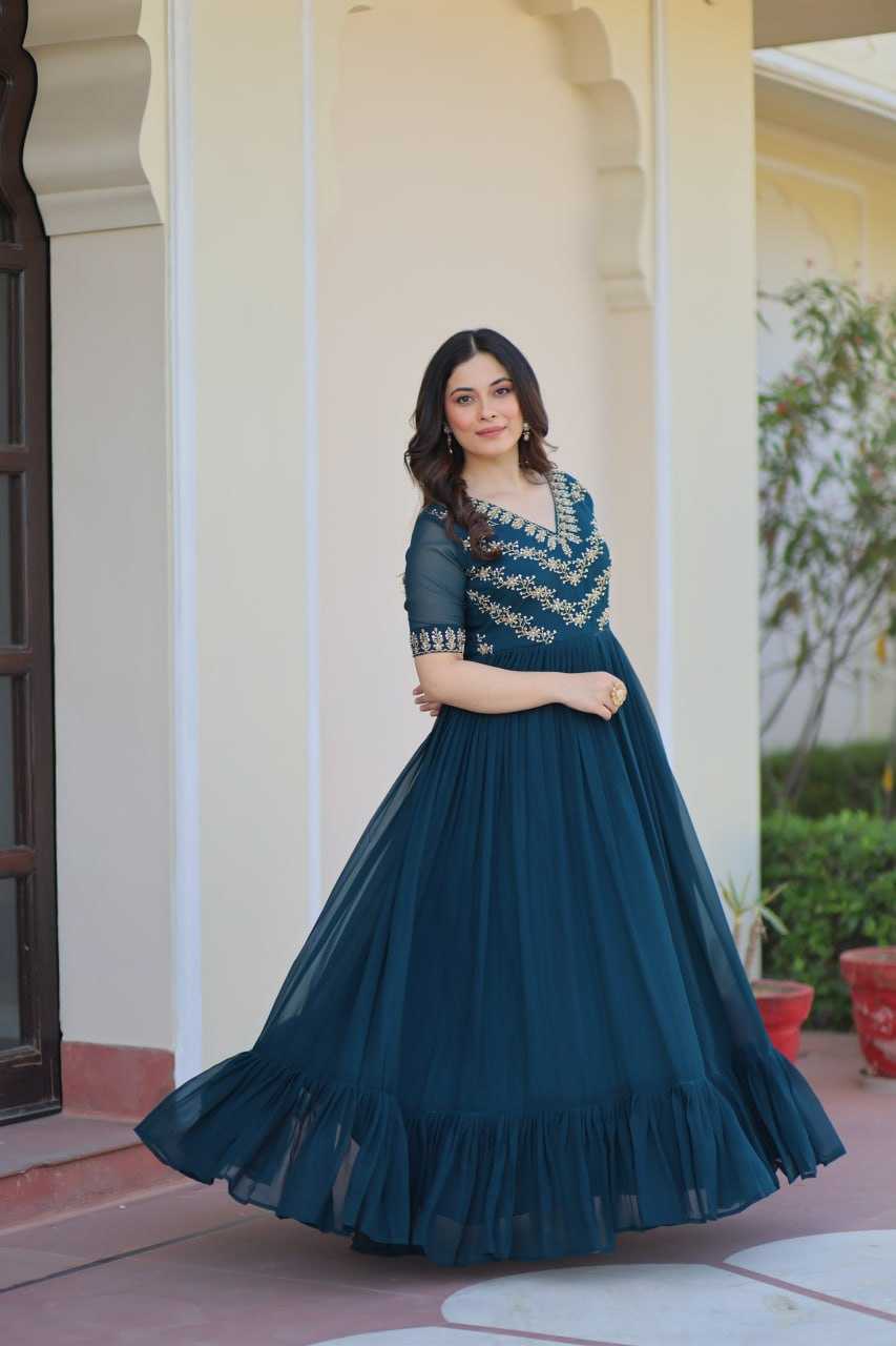 Ynf Faux Blooming KESH489 1172 Gowns Wholesale Fancy Gowns Embroidery Gowns Party Gowns Manufacturer
