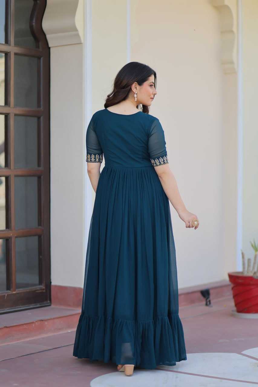 Ynf Faux Blooming KESH489 1172 Gowns Wholesale Fancy Gowns Embroidery Gowns Party Gowns Manufacturer