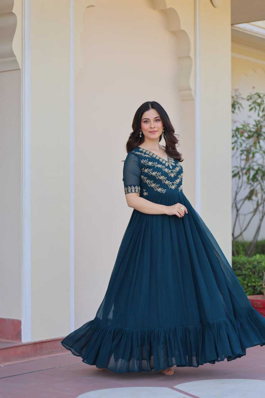 Ynf Faux Blooming KESH489 1172 Gowns Wholesale Fancy Gowns Embroidery Gowns Party Gowns Manufacturer
