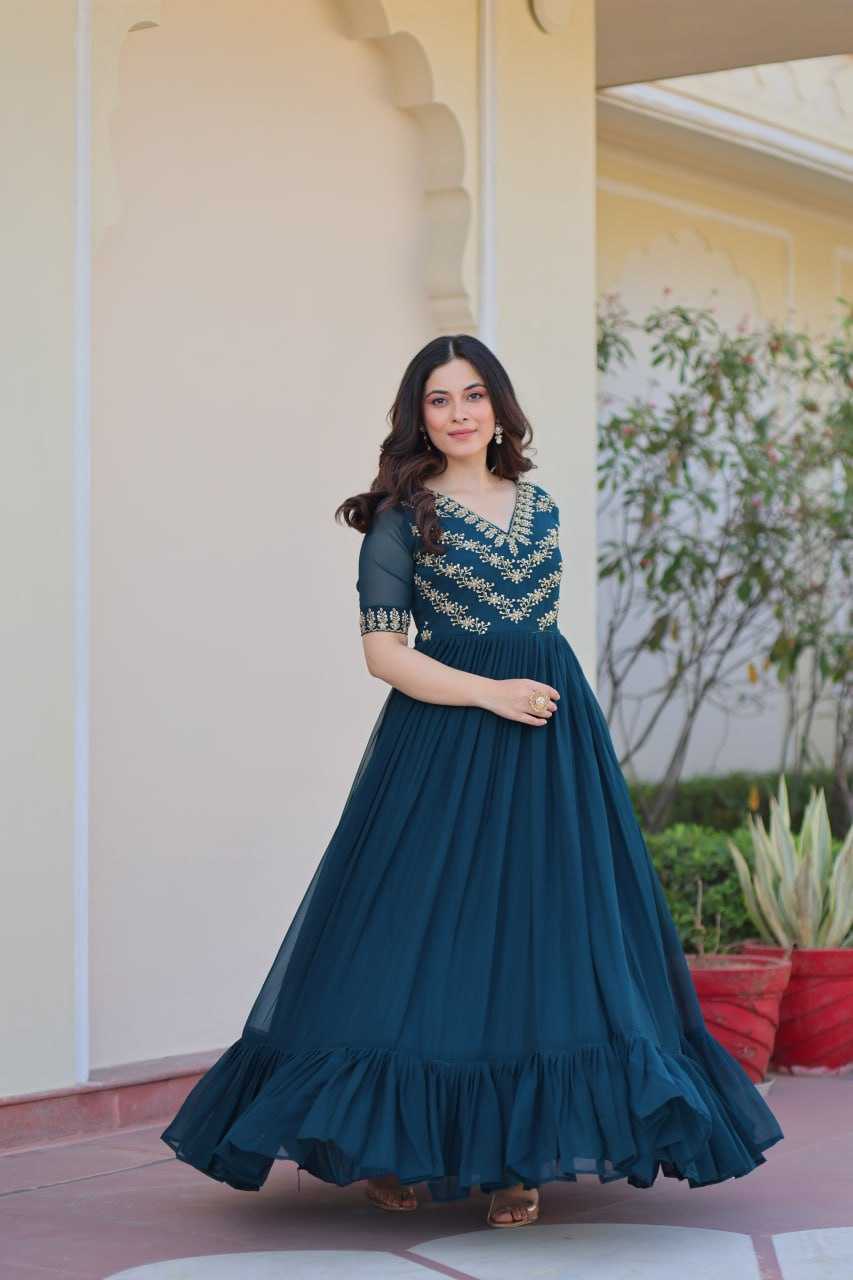 Ynf Faux Blooming KESH489 1172 Gowns Wholesale Fancy Gowns Embroidery Gowns Party Gowns Manufacturer