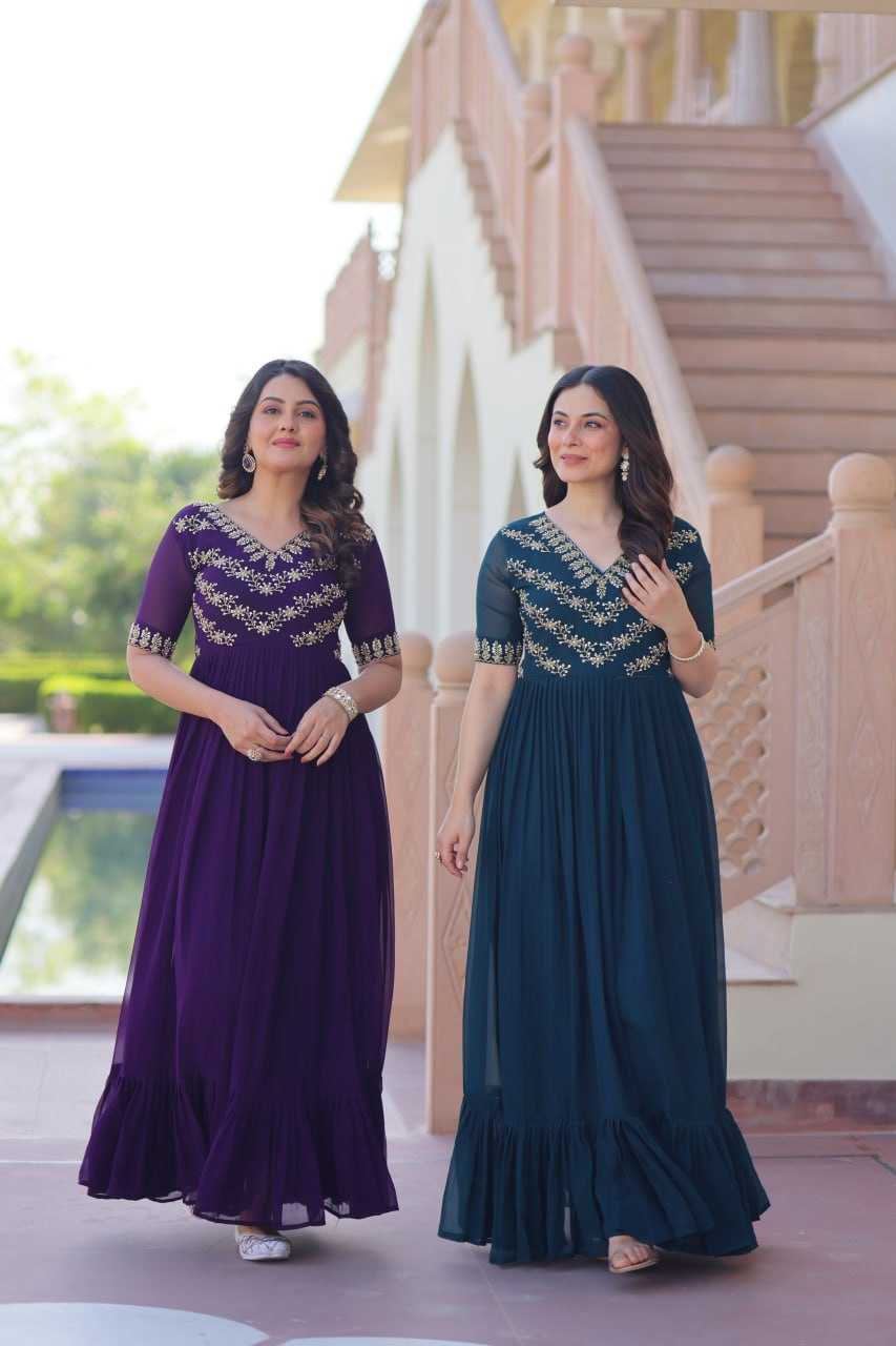 Ynf Faux Blooming KESH489 1172 Gowns Wholesale Fancy Gowns Embroidery Gowns Party Gowns Manufacturer