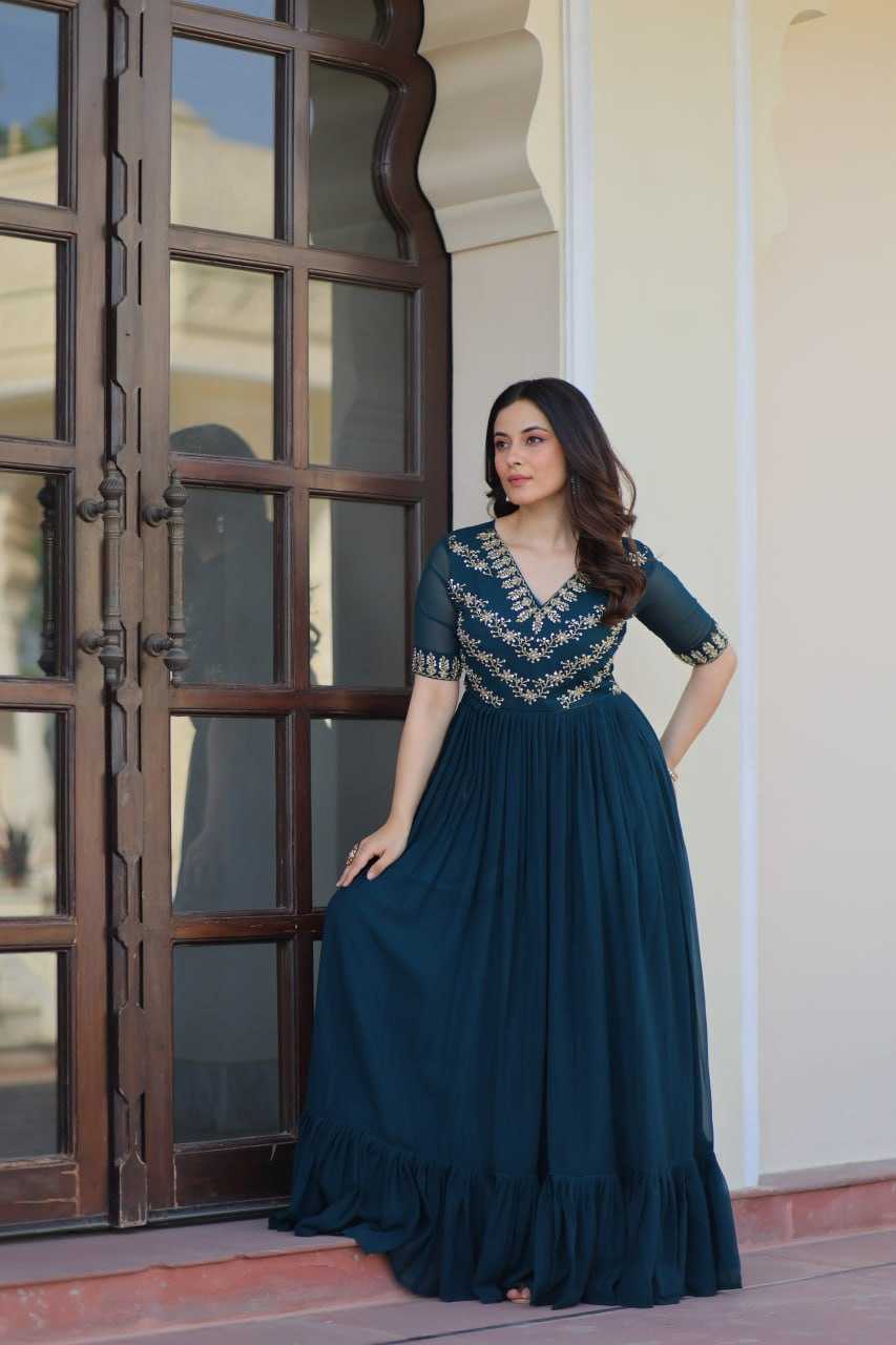 Ynf Faux Blooming KESH489 1172 Gowns Wholesale Fancy Gowns Embroidery Gowns Party Gowns Manufacturer