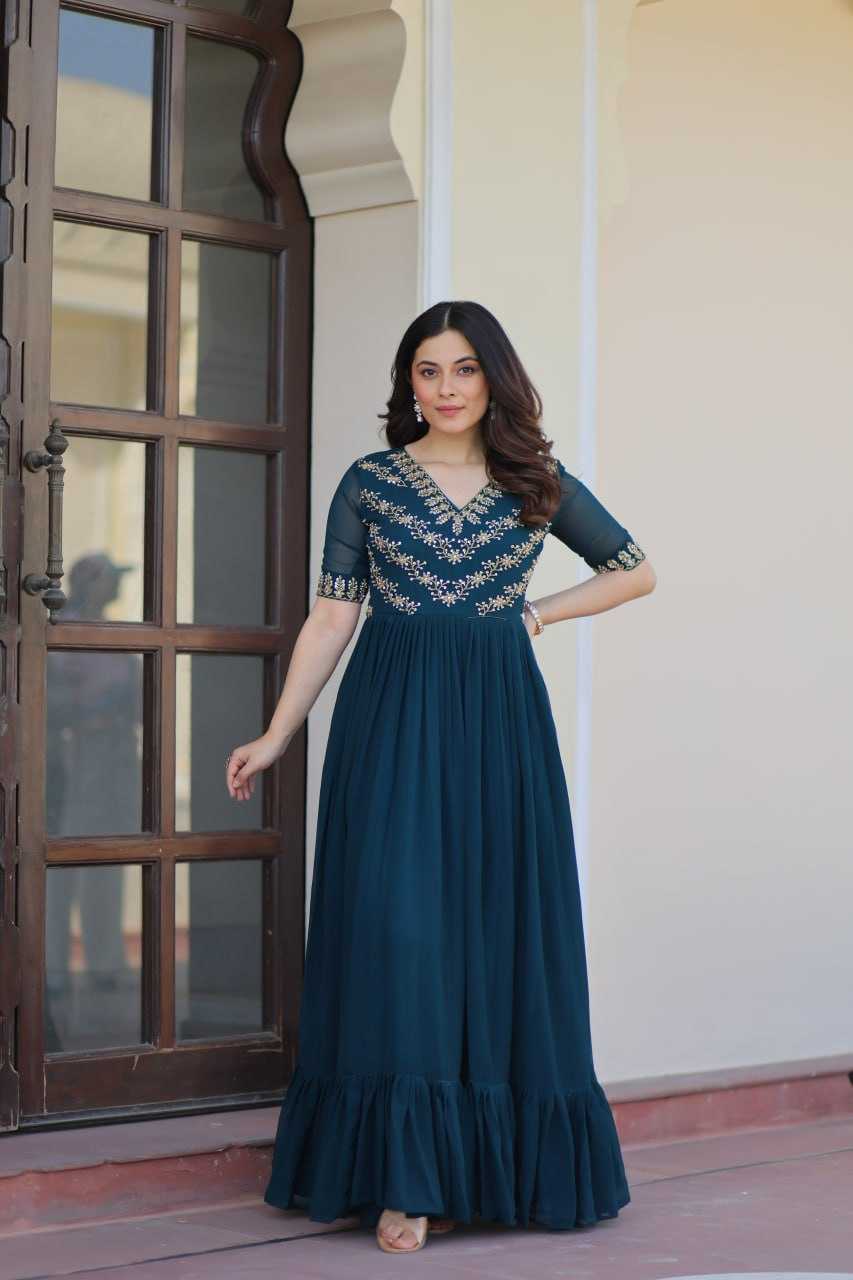 Ynf Faux Blooming KESH489 1172 Gowns Wholesale Fancy Gowns Embroidery Gowns Party Gowns Manufacturer