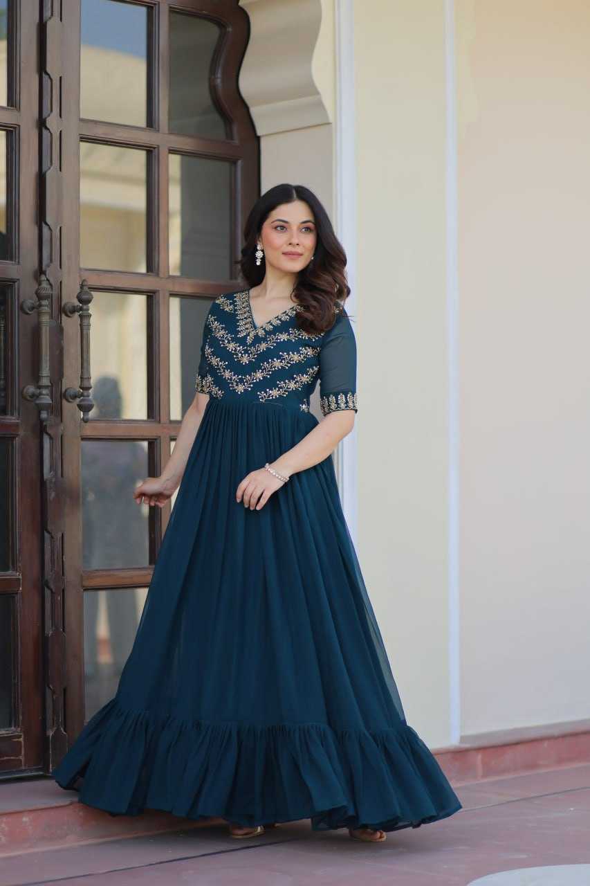 Ynf Faux Blooming KESH489 1172 Gowns Wholesale Fancy Gowns Embroidery Gowns Party Gowns Manufacturer