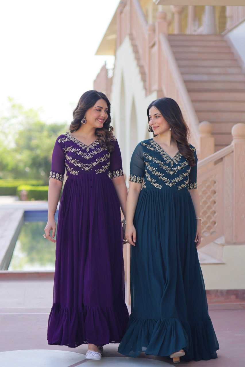 Ynf Faux Blooming KESH489 1172 Gowns Wholesale Fancy Gowns Embroidery Gowns Party Gowns Manufacturer