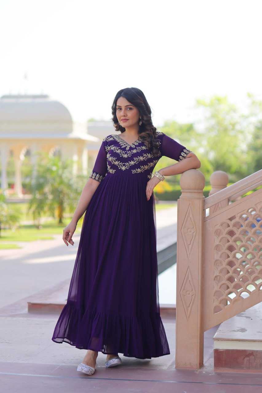 Ynf Faux Blooming KESH489 1172 Gowns Wholesale Fancy Gowns Embroidery Gowns Party Gowns Manufacturer