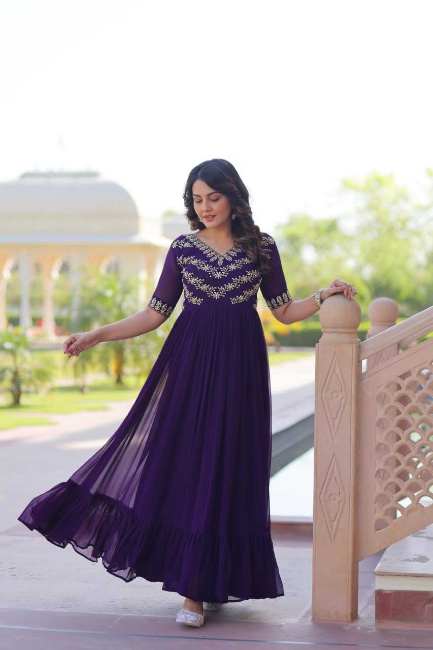 Ynf Faux Blooming KESH489 1172 Gowns Wholesale Fancy Gowns Embroidery Gowns Party Gowns Manufacturer