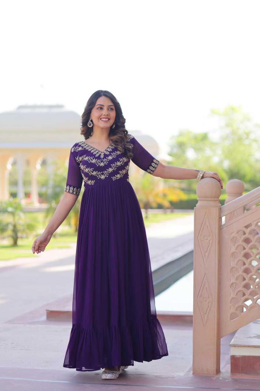 Ynf Faux Blooming KESH489 1172 Gowns Wholesale Fancy Gowns Embroidery Gowns Party Gowns Manufacturer