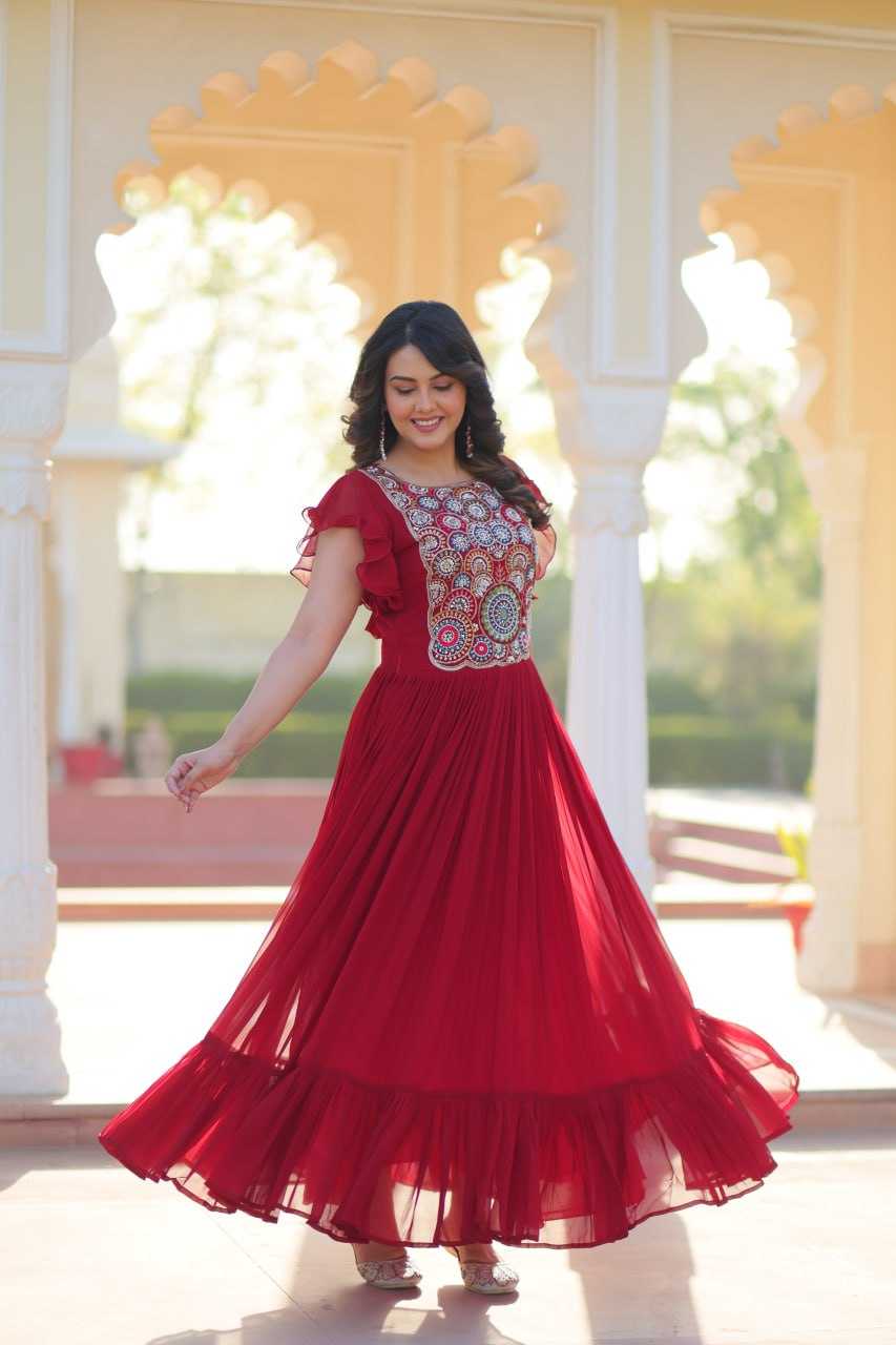 Ynf Faux Blooming KESH489 1179 Gowns Wedding Collections Festive Collections Wholesale Embroidery Gowns Party Wear Gowns Sequin Gowns Manufacturer