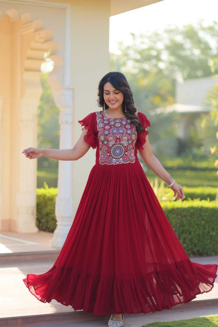 Ynf Faux Blooming KESH489 1179 Gowns Wedding Collections Festive Collections Wholesale Embroidery Gowns Party Wear Gowns Sequin Gowns Manufacturer